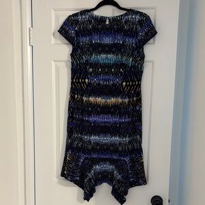 Just...Taylor Blue and Black Patterned Dress
